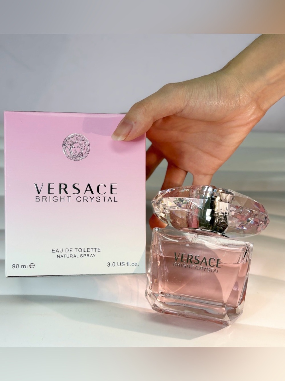 Versace Bright Crystal Pink Glass Perfume Bottle - Picture 1 of 3